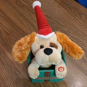 🎄🐶 Vintage T.L. Toys HK LTD Singing Christmas Dog Present 🐶🎄Sings! 🎶